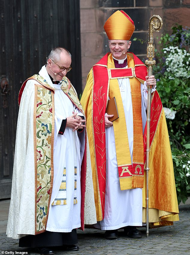The row escalated so severely that Right Reverend Bishop Mark Tanner (right) has sent a letter warning of the 'devastating' effects to upset parishioners - and police have even become involved