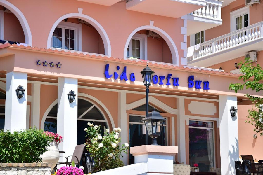 Lido Corfu Sun Hotel entrance.