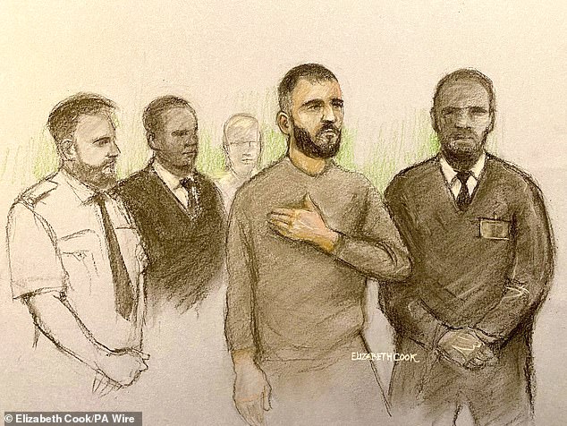 Monzo, 37, at Westminster Magistrates Court last year flanked by custody officers