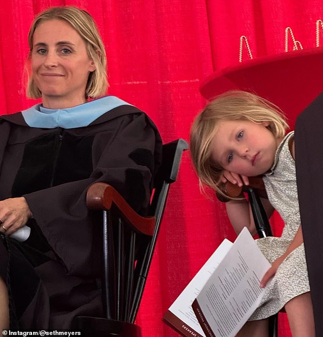 The poorly tot joined her mom on stage throughout the prestigious event
