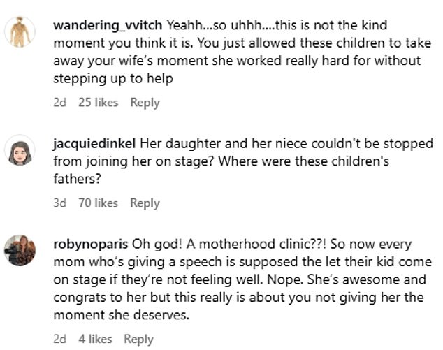 'Am I the only one who thinks someone should have helped with the kiddo so she can focus on the task at hand?' asked one social media user