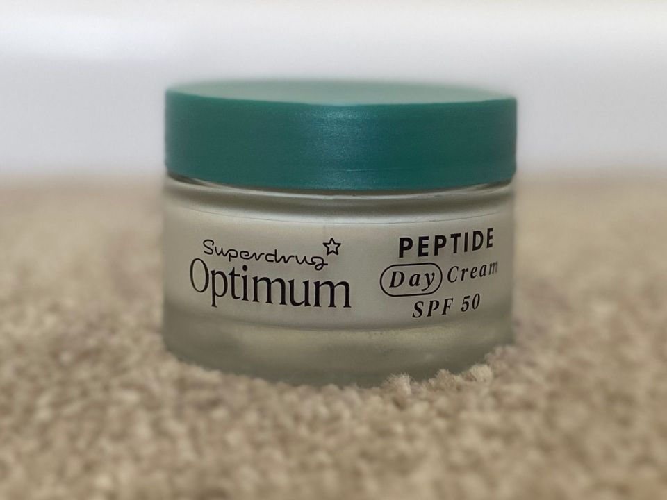 Superdrug Optimum Peptide Day Cream SPF 50 jar.