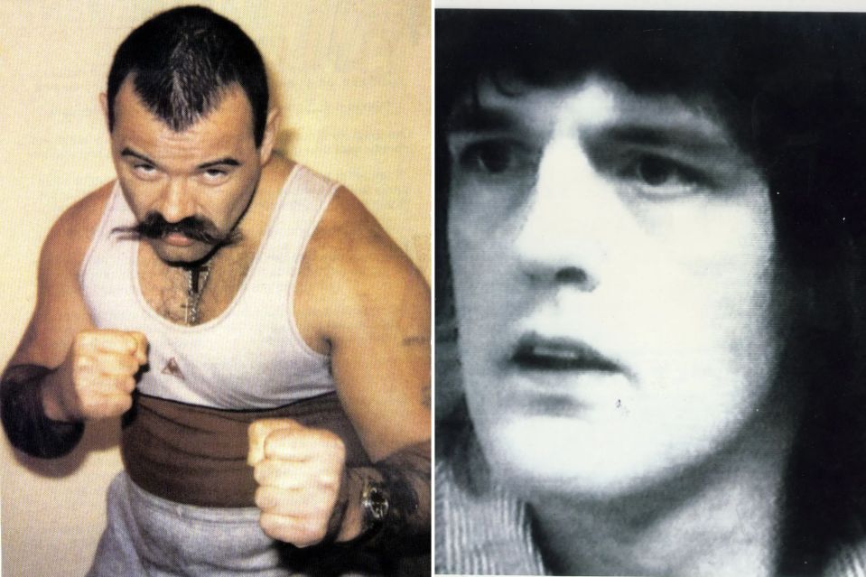 An image collage containing 2 images, Image 1 shows Photo of Charles Bronson, Britain's most feared prisoner, Image 2 shows Black and white photo of Robert Maudsley, a notorious serial killer