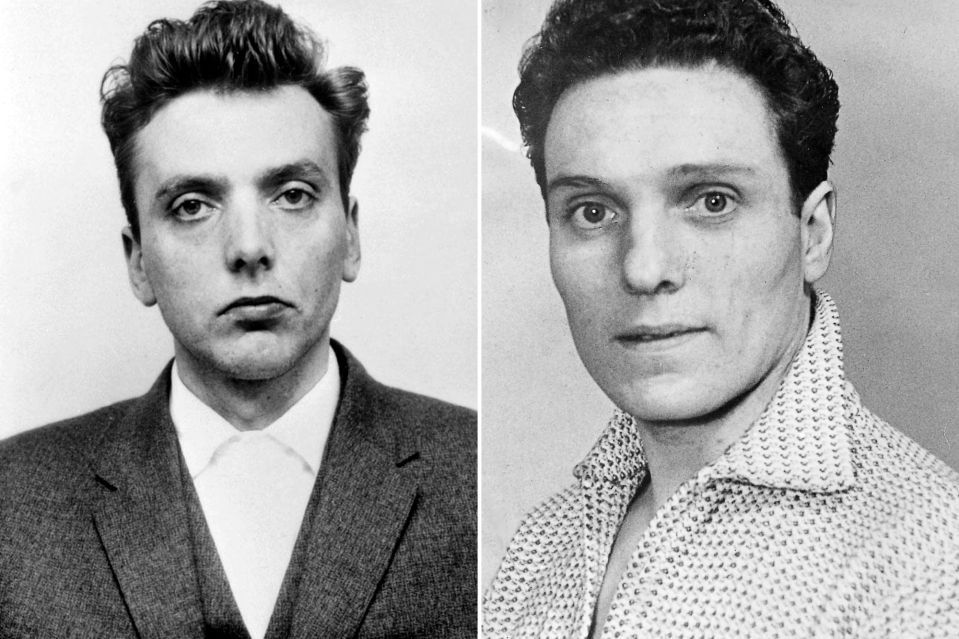 An image collage containing 2 images, Image 1 shows Black and white photo of Ian Brady, Image 2 shows Black and white photo of Raymond Morris