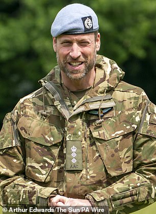 Prince William (pictured), who inherited his new military role from the King in May 2024, arrived in a wildcat helicopter, a key element of the AAC's capability