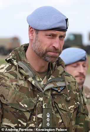 Staff sergeant Megan Chasney, who helped to host William (pictured), said after: 'It was fantastic. It's a privilege to be able to host our colonel in chief'