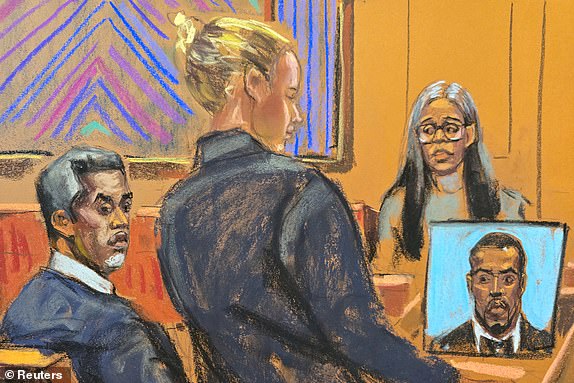 Regina Ventura, the mother of alleged victim Casandra "Cassie" Ventura, testifies at Sean "Diddy" Combs' sex trafficking trial in New York City, New York, U.S., May 20, 2025 in this courtroom sketch. REUTERS/Jane Rosenberg