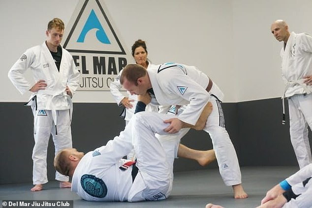 The incident happened on November 29, 2018, at the Del Mar Jiu Jitsu club in San Diego, California (students pictured practicing at the club)