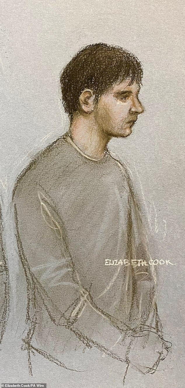 A court sketch of Jake Reeves appearing at Westminster Magistrates Court in central London on April 26, 2024
