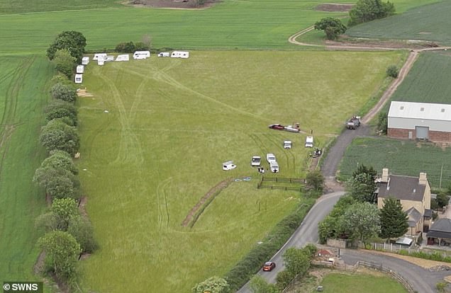 Pictured is a before an after image of the field in Burtonwood which was developed on in less than 72 hours over the last May bank holiday weekend, leaving locals furious