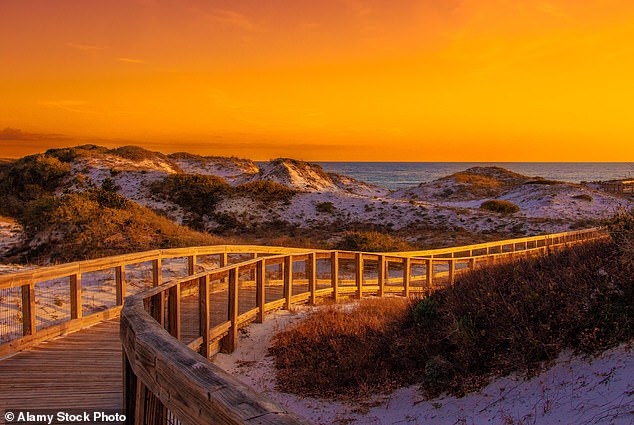 The Florida panhandle or the 'Redneck Riviera' is increasingly attracting A-listers thanks to its stunning scenery and secluded communities. Pictured: Rosemary Beach