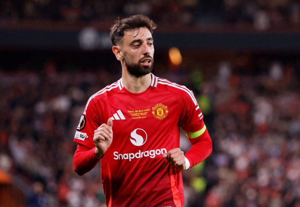 Bruno Fernandes of Manchester United during a soccer match.