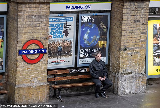 Noel appeared in a reflective mood as he sat quietly on a bench by himself
