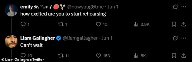Another asked whether he was 'excited' to begin rehearsals, with Liam responding: 'Can't wait'