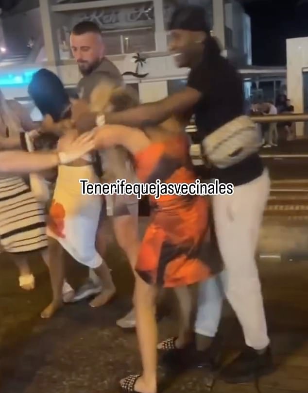 The tourists exchange several punches before finally being pulled apart by bystanders