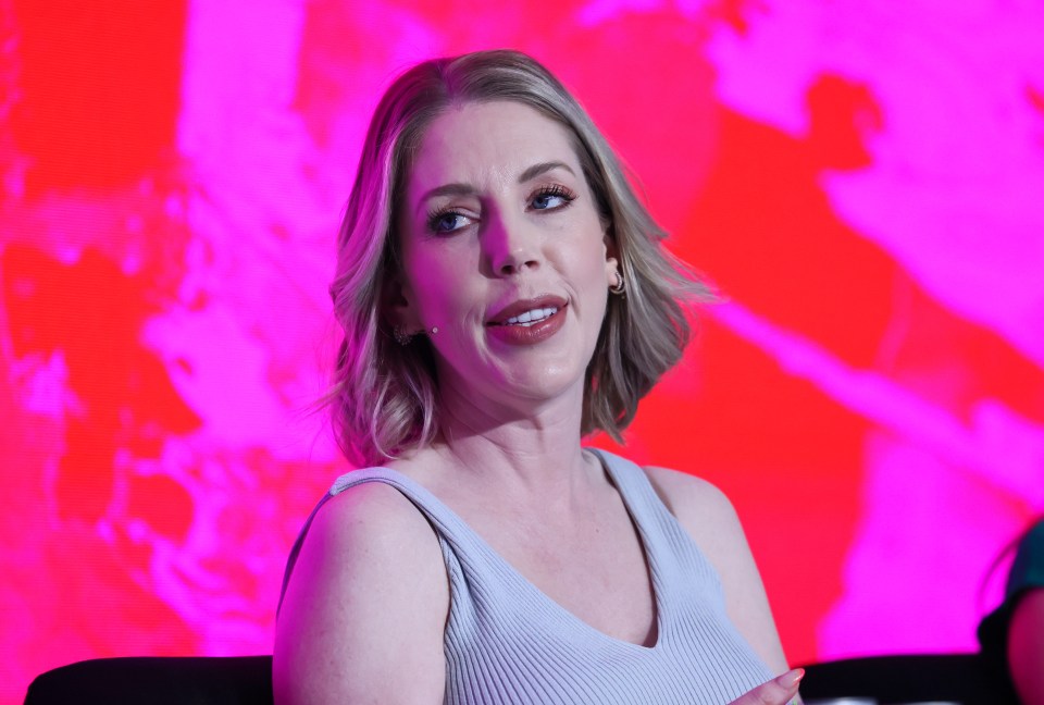 Katherine Ryan speaking at a panel discussion.