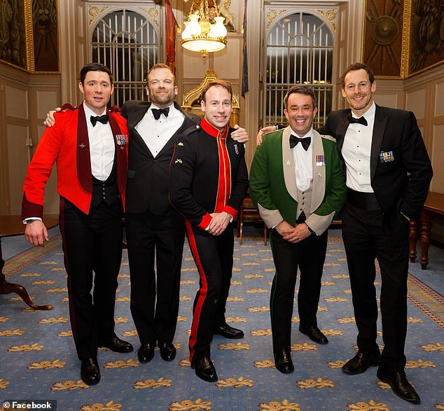 He even appeared to have taken part in a mess function at the Honourable Artillery Company's base in London alongside other veterans and serving personnel. Yeates is pictured second from right