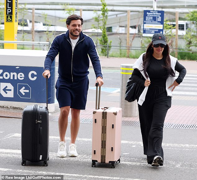 Jordan Brook and Sophie Kasaei cut a cool figure in their airport attire