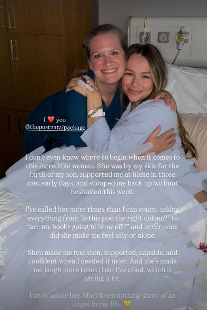 Photo of two women embracing in a hospital room.