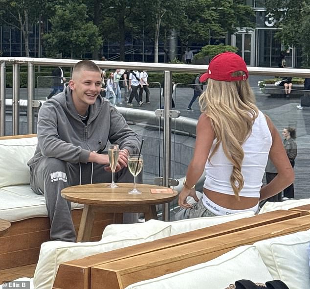 Freddy couldn't wipe the smile off his face as he was seen sitting opposite Tasha,who works as a party rep