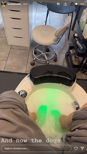 He headed to the salon for a pedicure, and posted a clip of the treatment on social media