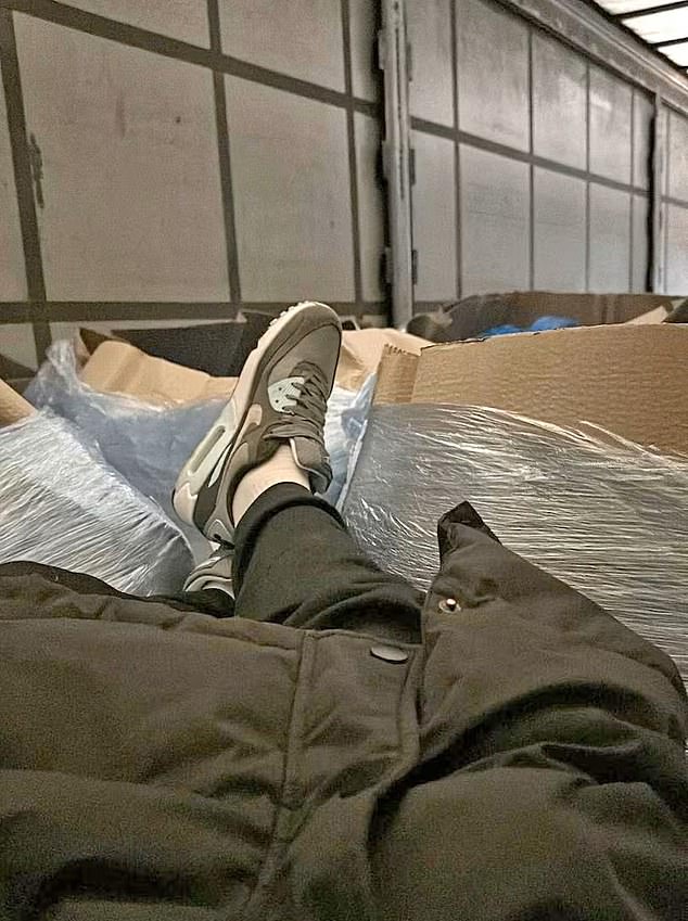 He took pictures of one of the times he tried to stow away on a truck leaving the UK