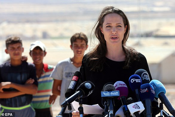 The humanitarian has visited Iraq on several occasions in her role as Special Envoy for the UNHCR (UN Refugee Agency). She has traveled to various locations in Iraq, including Mosul and the Sinjar region; at an Azraq Syrian refugee camp in 2016