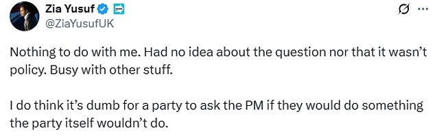 Mr Yusuf took a swipe at Ms Pochin for declaring her support for a burqa ban during Prime Minister's Questions