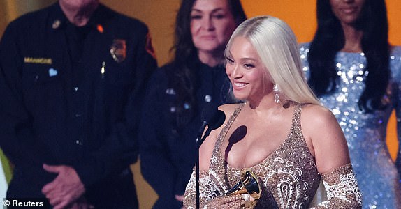 FILE PHOTO: Beyonce receives Album of the Year award for "Cowboy Carter" during the 67th Annual Grammy Awards in Los Angeles, California, U.S., February 2, 2025. REUTERS/Mario Anzuoni/File Photo