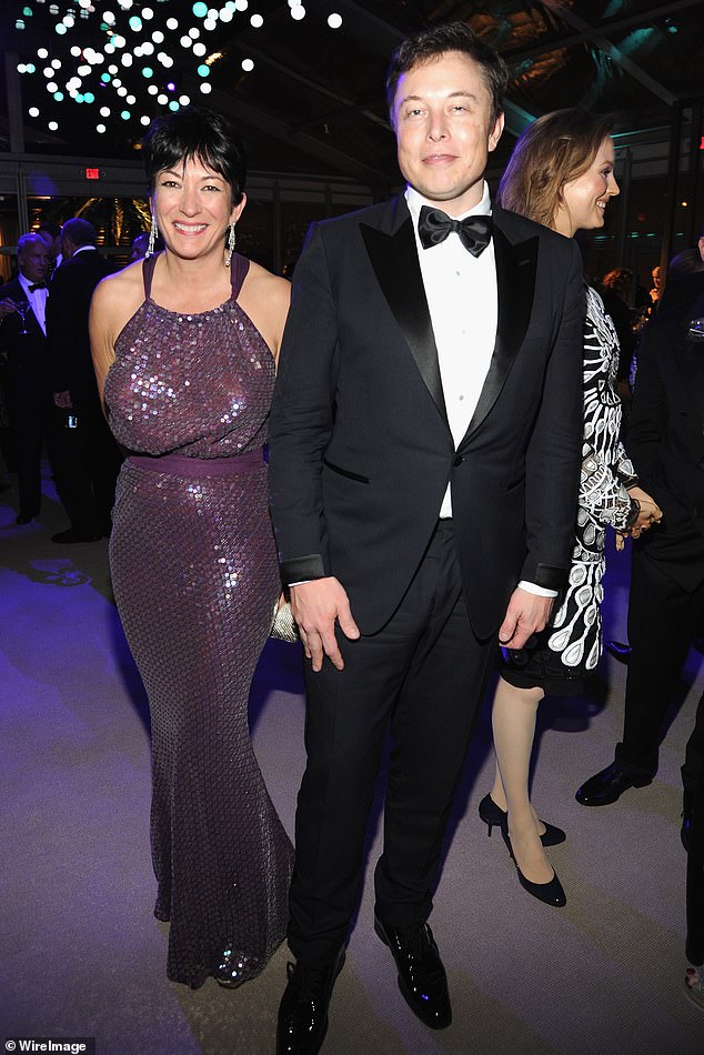 This 2014 image shows Elon Musk (right) alongside Ghislaine Maxwell (left) who facilitated Jeffrey Epstein's sex trafficking ring. She's currently serving time in federal prison