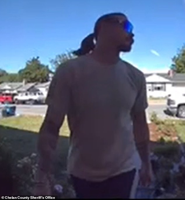 The Chelan County Sheriff's Office released Ring doorbell camera footage showing Travis Decker, 32, in a light colored T-shirt and dark shorts in the days leading up to his visitation with his three young daughters