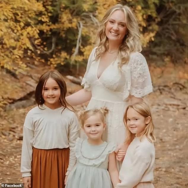 Investigators are trying to track down Decker, who is charged with three counts of first-degree murder and first-degree kidnapping in connection to the deaths of his daughters Paityn, Evelyn and Olivia (pictured with their mother)