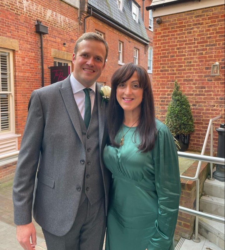 Natalie Cassidy and Marc Humphreys at a wedding.