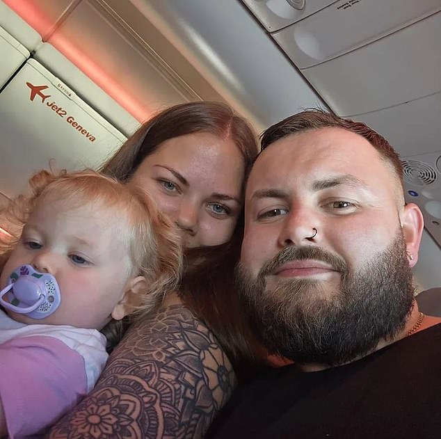 Kanisha pictured with her two-year-old daughter and her partner Mason, who she is getting married to on Saturday