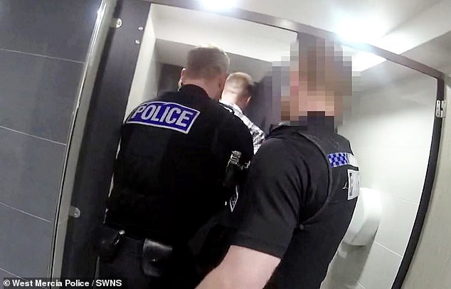 He was then arrested by officers, who forced open the door, at the Shrewsbury before brazenly asking if he could go to the bathroom first
