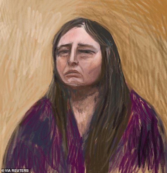 A court sketch drawn from a video link shows Erin Patterson, an Australian woman accused of murdering three of her estranged husband's elderly relatives with a meal laced with poisonous mushrooms, appearing as a witness for her own defense, at the Latrobe Valley Magistrates' Court in Morwell, Australia, June 2, 2025.  AAP/via REUTERS    ATTENTION EDITORS - THIS IMAGE WAS PROVIDED BY A THIRD PARTY. NO RESALES. NO ARCHIVE. AUSTRALIA OUT. NEW ZEALAND OUT. NO COMMERCIAL OR EDITORIAL SALES IN NEW ZEALAND. NO COMMERCIAL OR EDITORIAL SALES IN AUSTRALIA.