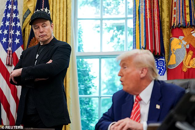 President Donald Trump (right) celebrated Elon Musk's (left) time in his administration on Friday, less than a week before their dramatic and very public break-up