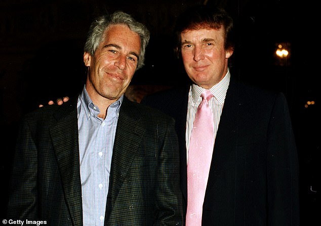 This 1997 photo shows then real estate developer Donald Trump (right) alongside Jeffrey Epstein (left), the pedophile sex offender who died in prison in 2019