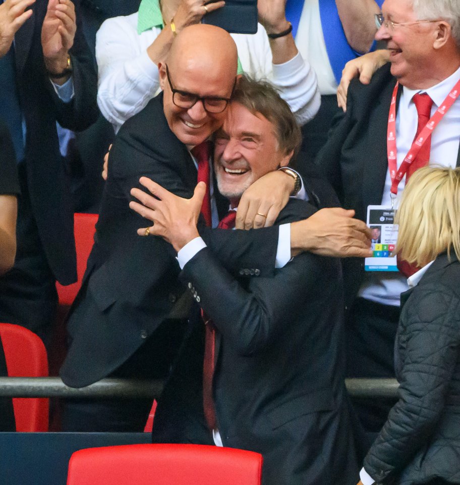 Manchester United co-owner Sir Jim Ratcliffe celebrating at the FA Cup Final.