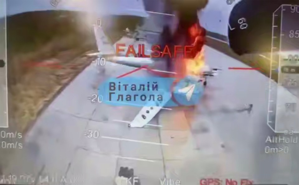 Burning airplane at Belaya Air Base in Irkutsk, Siberia.