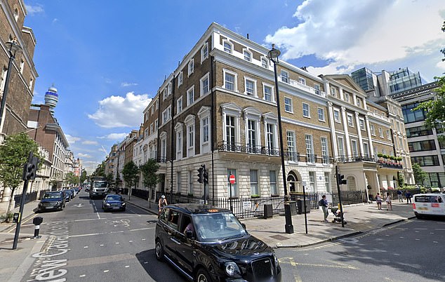 He was allegedly attacked as he got out of an Uber following a night out at 32 Portland Place in Marylebone, London, pictured, last July
