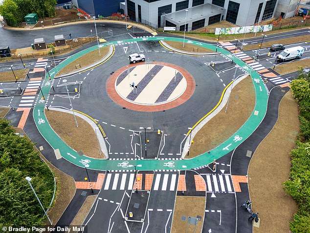 The £2million Dutch-style roundabout in Hemel Hempstead is the fourth of its kind in the UK, where cyclists are prioritised over cars and other motors