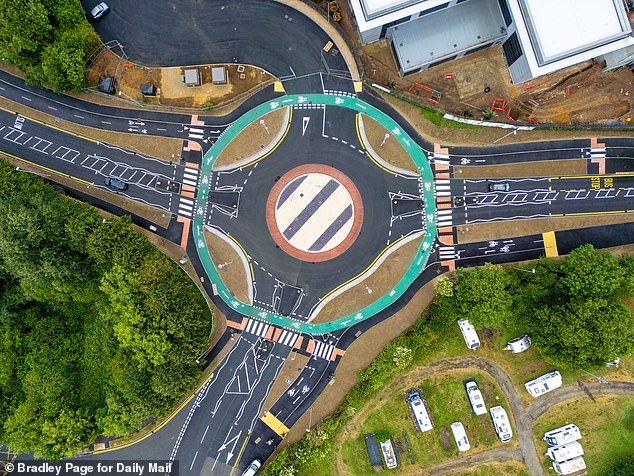Cyclist Dennis Davidson said he was excited to give the new roundabout (pictured) a go, but was nervous, having come to visit the site to 'get a visual recce'