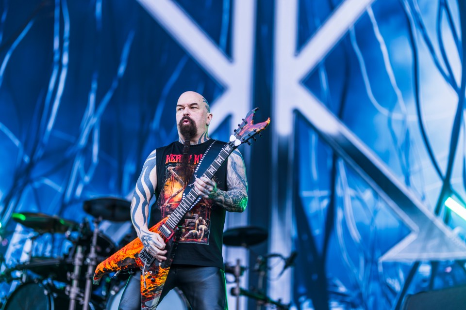 Kerry King of Slayer performing live on stage.