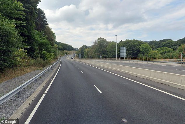 Police have since made five arrests in connection with the incident (Pictured: A465 westbound)