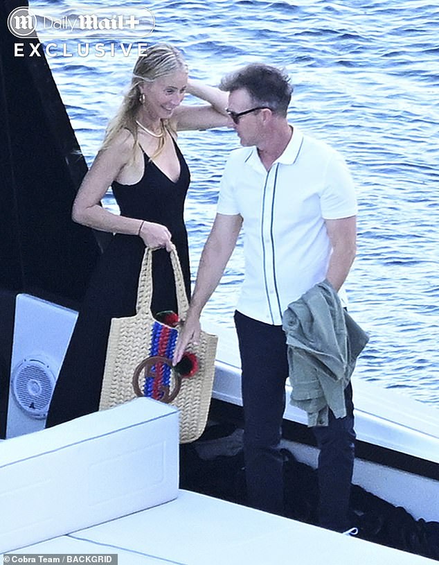 The Iron Man alum has been vacationing in Italy with her husband Brad Falchuk and a slew of their celebrity friends including Edward Norton (seen together)