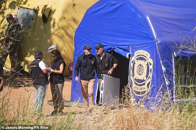 A distinctive blue tent hinted at the troubling nature of the search