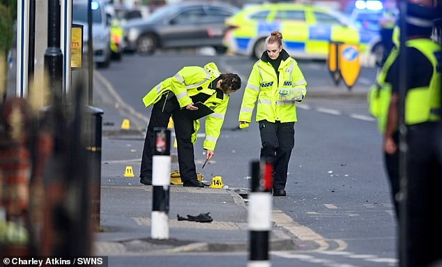 Police at the scene of the 'hit and run' on Staniforth Road, Darnall, Sheffield, on Wednesday evening