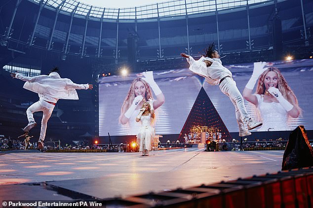 Beyonce's eldest daughter Blue Ivy showed she is set to follow in her mother's footsteps as she strutted her stuff on stage