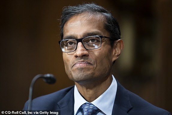UNITED STATES - DECEMBER 13: Arun Subramanian, nominee to be U.S. District Judge for the Southern District of New York, testifies during his Senate Judiciary Committee confirmation hearing in Dirksen Building on Tuesday, December 13, 2022. (Tom Williams/CQ-Roll Call, Inc via Getty Images)